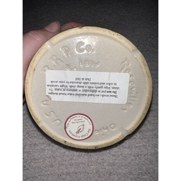 Roseville Pottery RRP Ohio 1pt  Low Jar Crock W/lid Amish Hand painted Vintage - Picture 3 of 7
